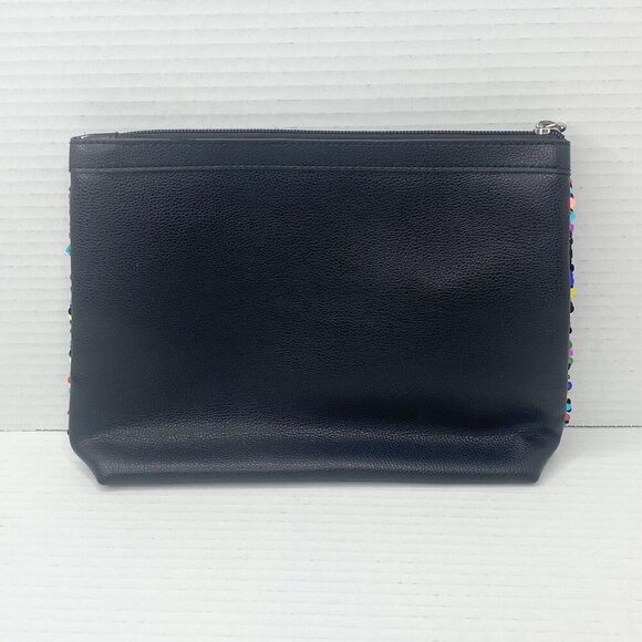 Victoria's Secret Rainbow Sequins Faux Leather Zip Up Clutch Cosmetic Bag Pouch - Picture 2 of 7